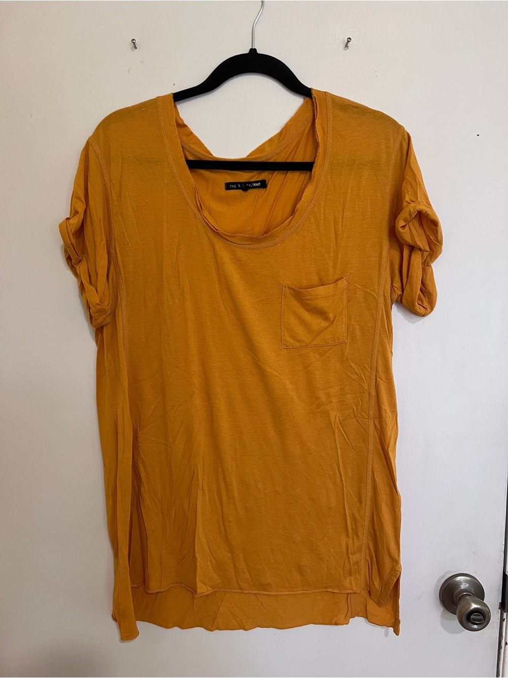 Rag & Bone Mustard Short Sleeve Pocket Knit Tee
